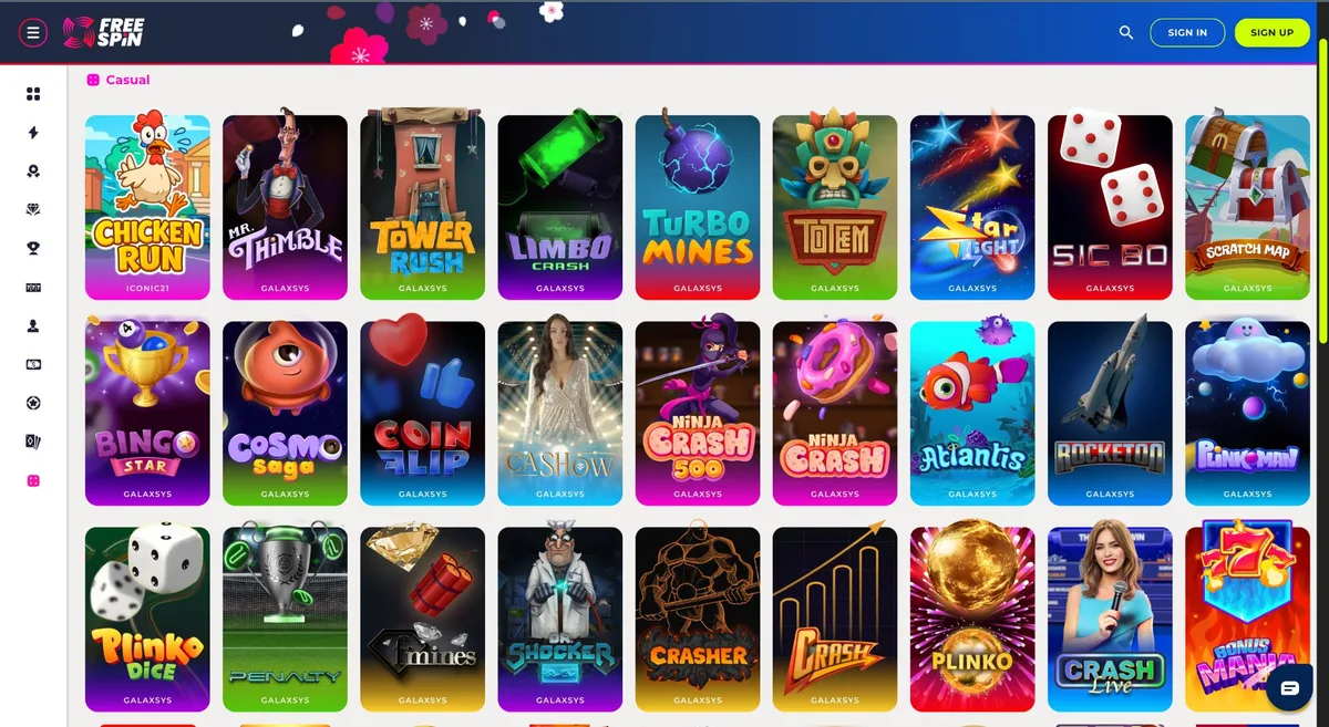 Free Spin Casino card games including Baccarat, Blackjack variants, Dragon Tiger and Roulette available to Georgia players