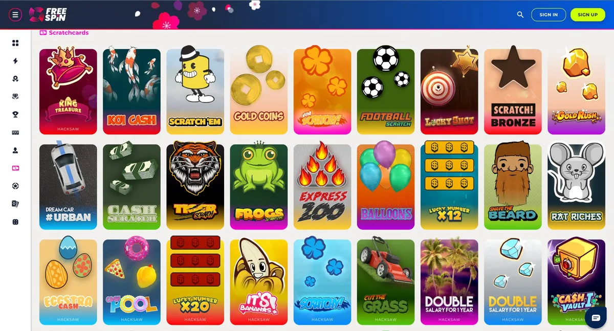 Free Spin Casino scratchcard games from Hacksaw Gaming available to Georgia players